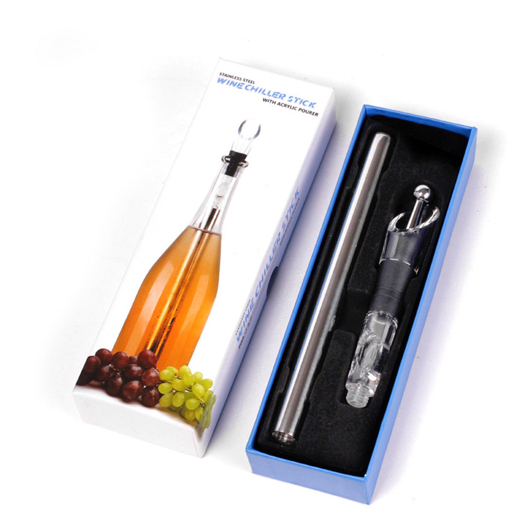 Barra enfriadora de botellas de vino de acero inoxidable, varilla enfriadora de vino a prueba de fugas, enfriador de vino, cerveza, bebidas, barra de herramientas para congelar
