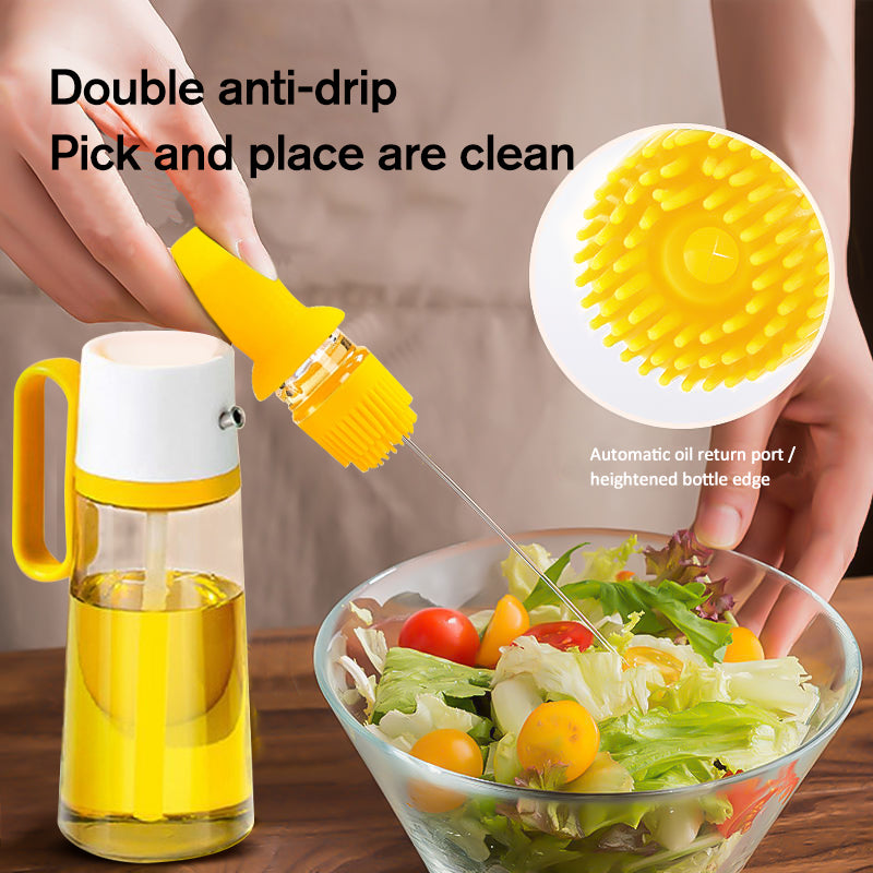 Dispensador de aceite 2 en 1 con brocha de silicona, botella de vidrio para pulverizador de aceite de barbacoa, silicona para barbacoa, cocina, botella de condimento, utensilios de cocina