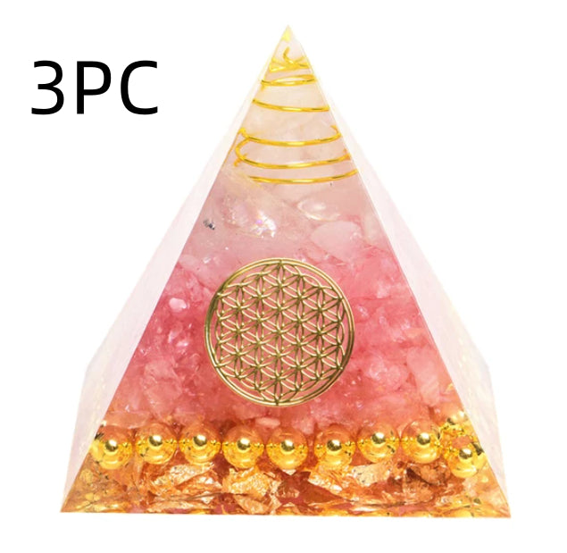 Torre de Energía de Grava de Cristal Natural con Decoración de Pirámide