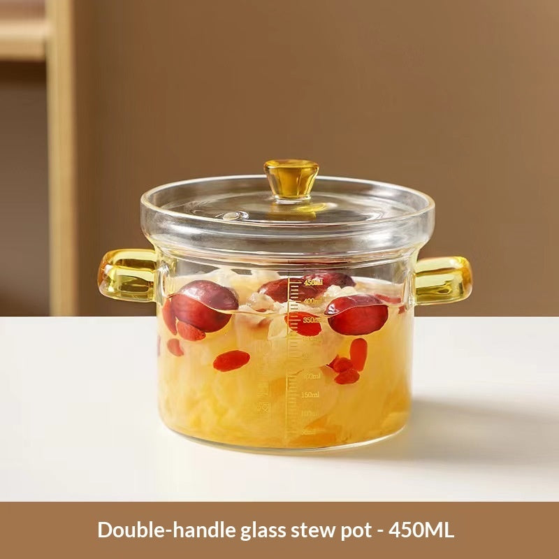 Household Borosilicate Glass Stew Pot With Measurement Scale