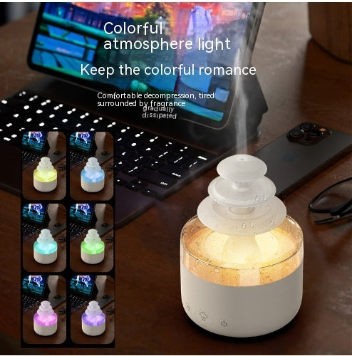 Humidificador de luz nocturna Nube de lluvia con sonido de gotas de agua y luz LED de 7 colores, difusor de aceites esenciales, aromaterapia