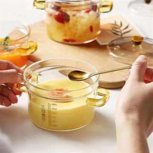 Household Borosilicate Glass Stew Pot With Measurement Scale