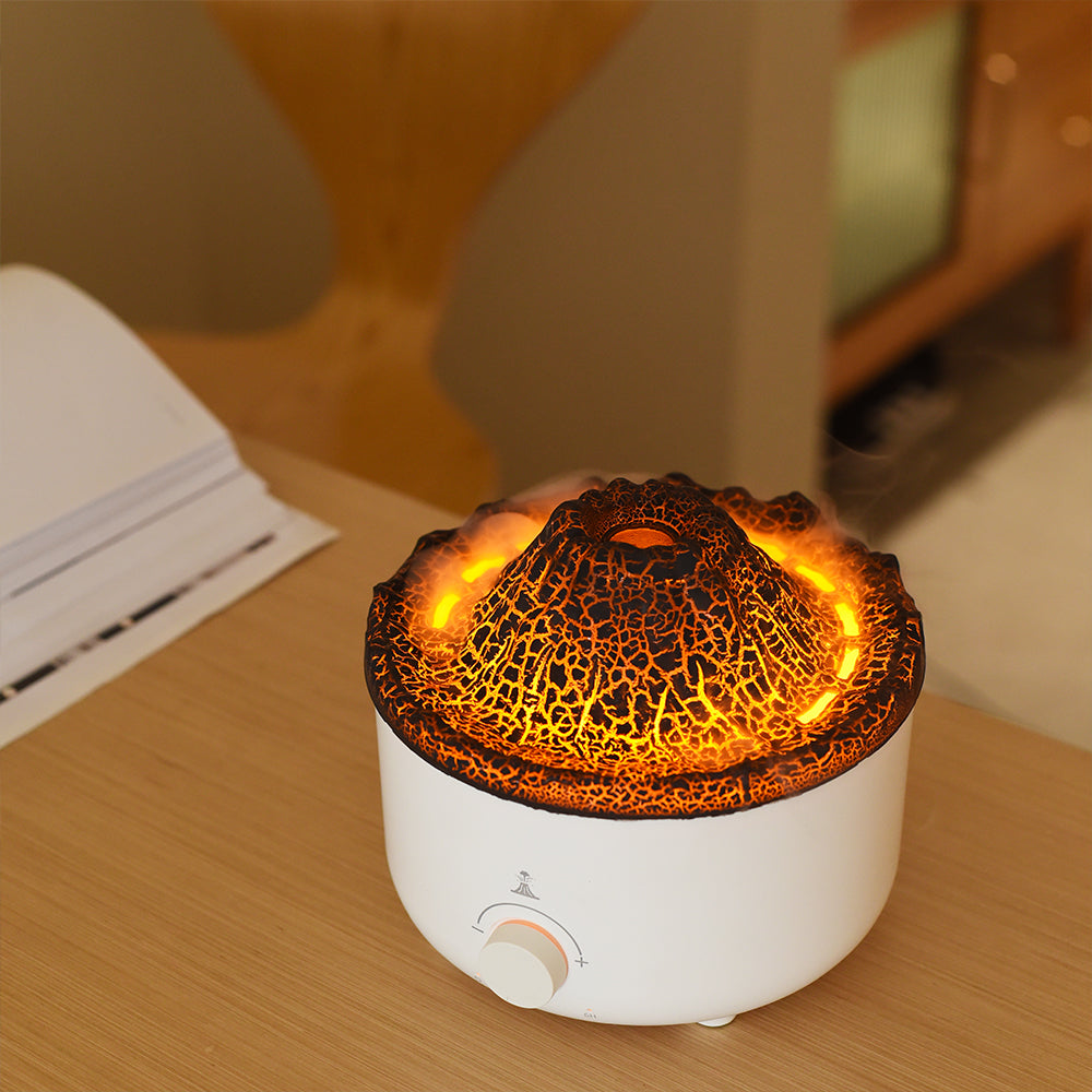Humidificador Silencioso de Llama Simulada Pequeña de Volcán Humidificador de Llama Difusor de Volcán Decoraciones para el Hogar