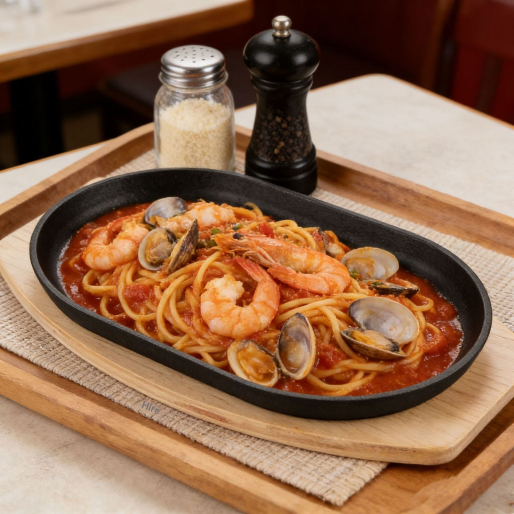 Cast Iron Griddle Generous Size Teppanyaki Oblong Steak Frying Pan Oval Cast Iron Teppanyaki Plate