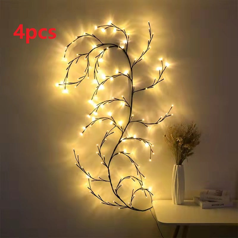 Enredaderas con luces Guirnalda navideña Luces flexibles DIY Ramas de sauce Luz LED para decoración de paredes de habitaciones y bodas