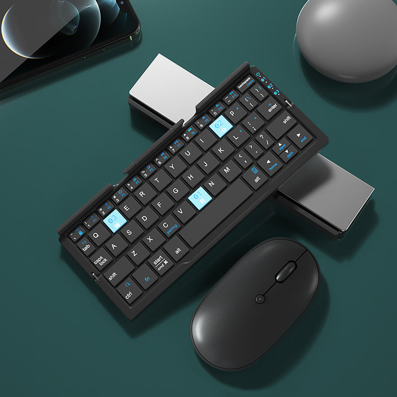 Mini Teclado Plegable Bluetooth Teclado Inalámbrico Soporta 3 Dispositivos con Soporte Teclado Plegable Recargable para Teléfono Tablet