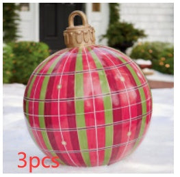 Bolas de adorno navideño de PVC para exteriores de 60 CM, bolas decoradas inflables de PVC, bolas gigantes grandes, adornos para árboles de Navidad, juguete de bola