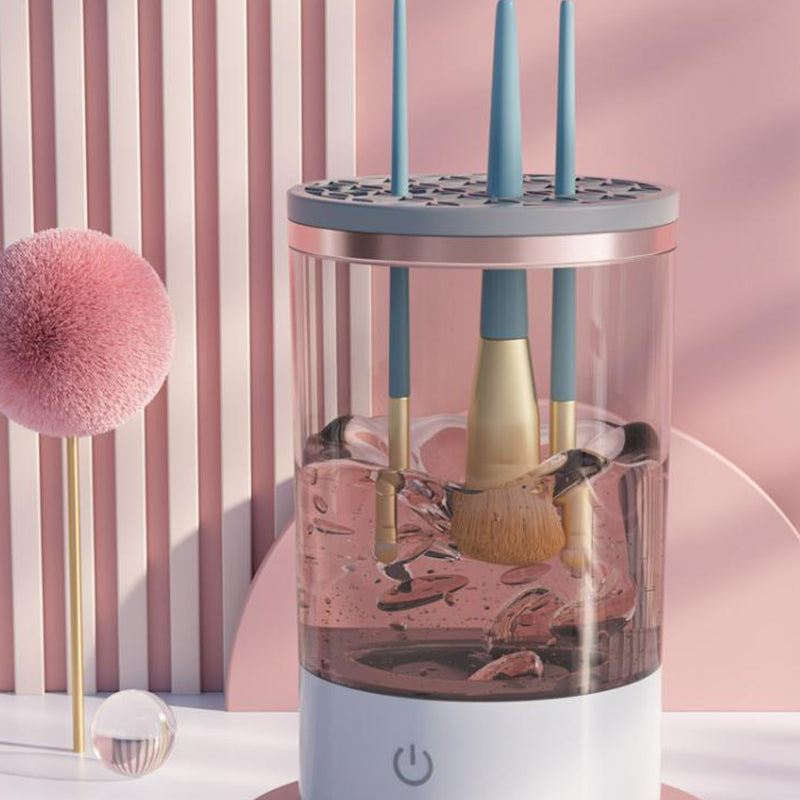 Herramienta de limpieza de brochas de sombra de ojos para mujeres, limpiador eléctrico portátil de brochas de maquillaje con carga USB, limpiador automático de brochas de cosméticos