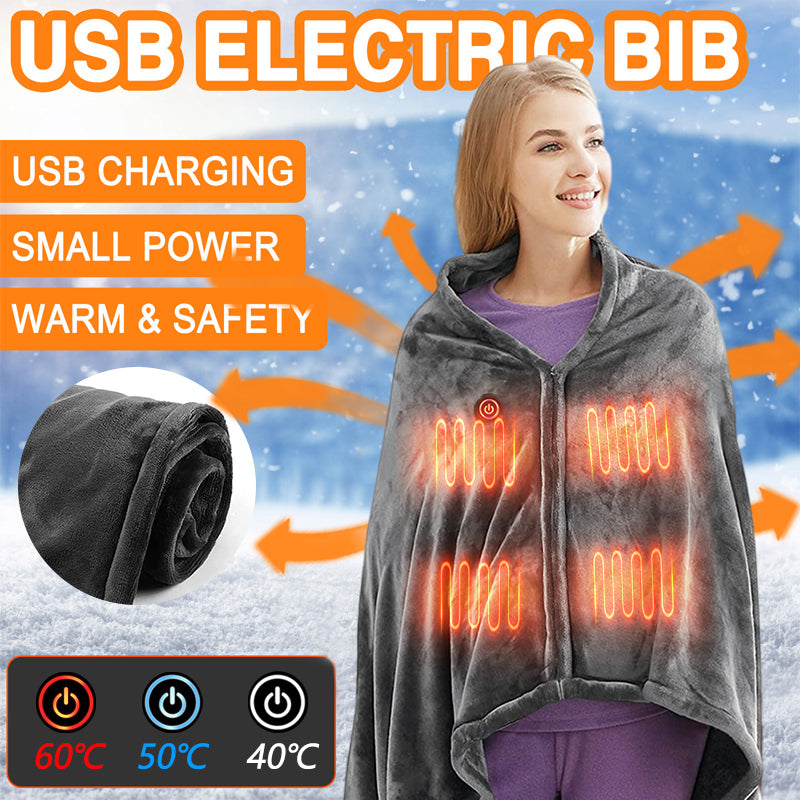 Manta Térmica de Franela de Invierno Protección Contra el Frío Calentador Corporal USB Manta Eléctrica de Felpa Calentada Tipo Chal Cálido