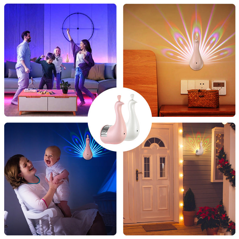 Lámpara de pared Pavo Real, Iluminación ambiental colorida, Atmósfera moderna creativa, Cuerpo 3D, Iluminación animal Lustre para dormitorio
