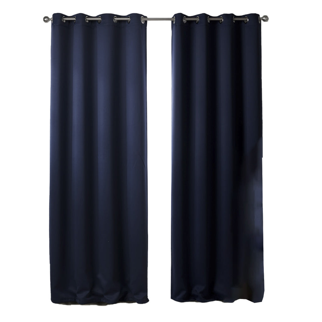 Cortinas Estampadas de Tela Opaca Azul Oscuro para Dormitorio