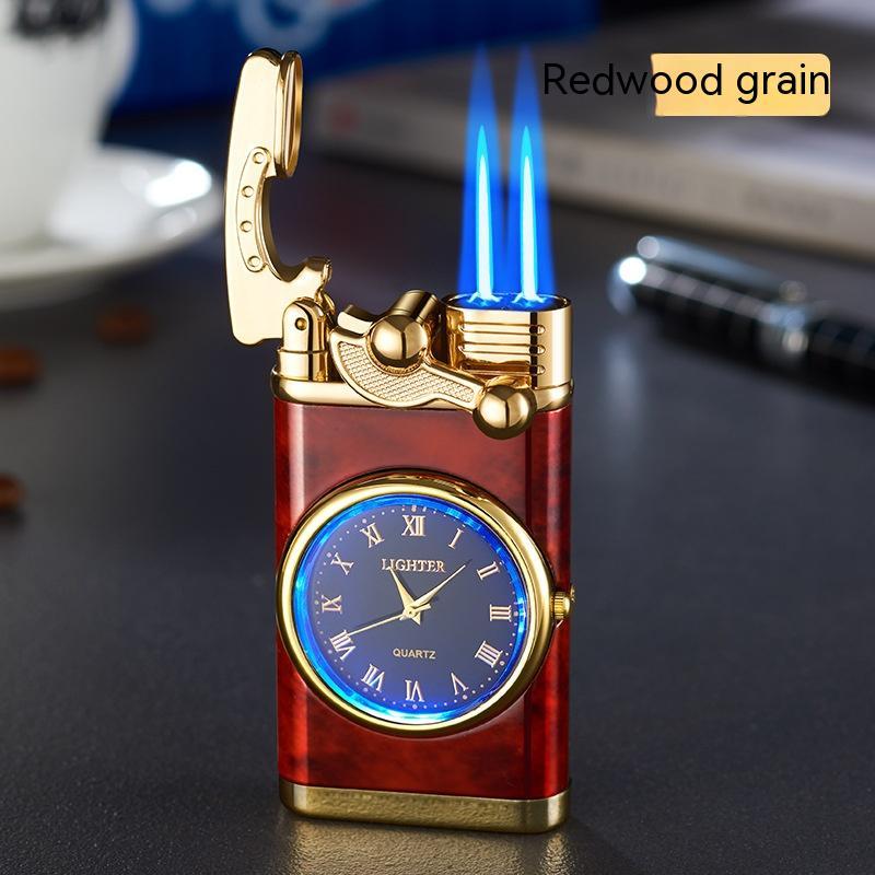 Nuevo encendedor con brazo oscilante de reloj eléctrico, encendido automático, llama azul recta, encendedor creativo con esfera real, recargable a prueba de viento, regalo para hombre.