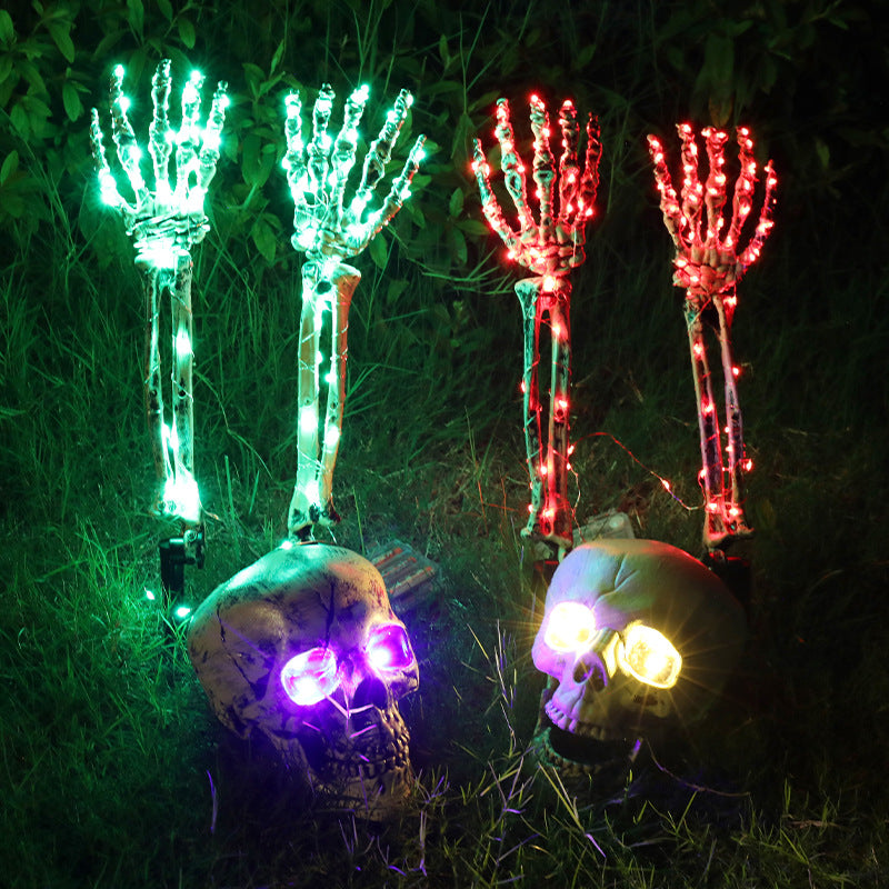 Halloween LED Iluminado Esqueleto Brazo Mano Fiesta de Halloween al Aire Libre Hogar Jardín Césped Decoración Casa Encantada Atrezos de Terror Decoración de Halloween