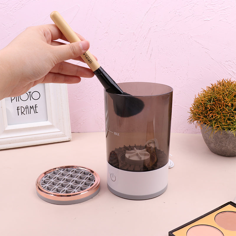Herramienta de limpieza de brochas de sombra de ojos para mujeres, limpiador eléctrico portátil de brochas de maquillaje con carga USB, limpiador automático de brochas de cosméticos