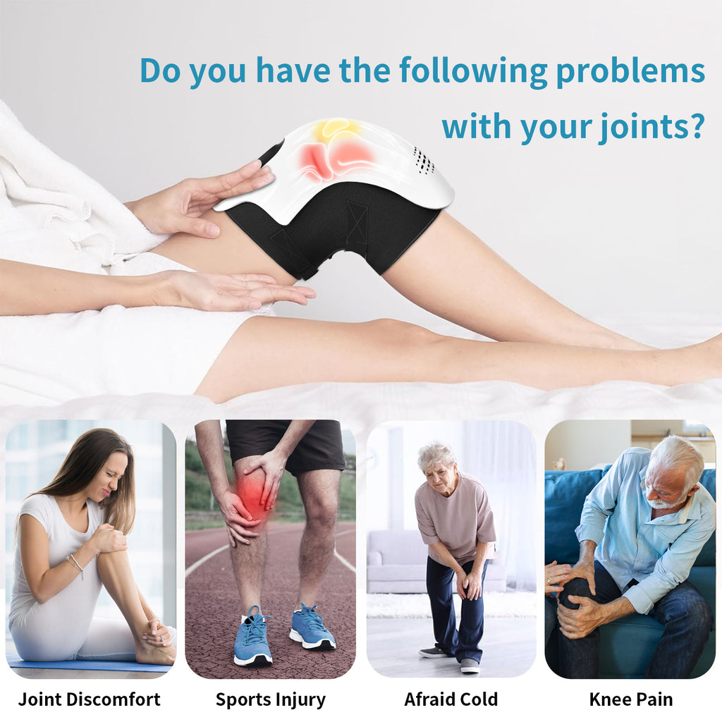 Masajeador de Rodilla Inteligente Eléctrico para Uso Doméstico, Masajeador de Rodilla Recargable con Calefacción, Láser Infrarrojo y Vibración para Alivio del Dolor