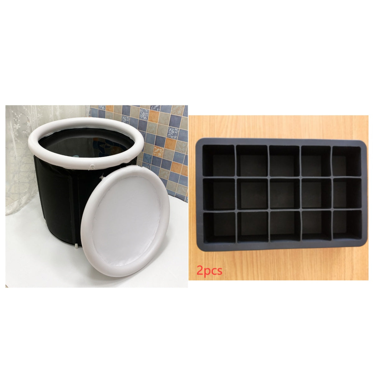 Baños de hielo portátiles Anillo de aire inflable de PVC Bañera Bañera doméstica Soporte de bañera plegable para terapia de recuperación al aire libre