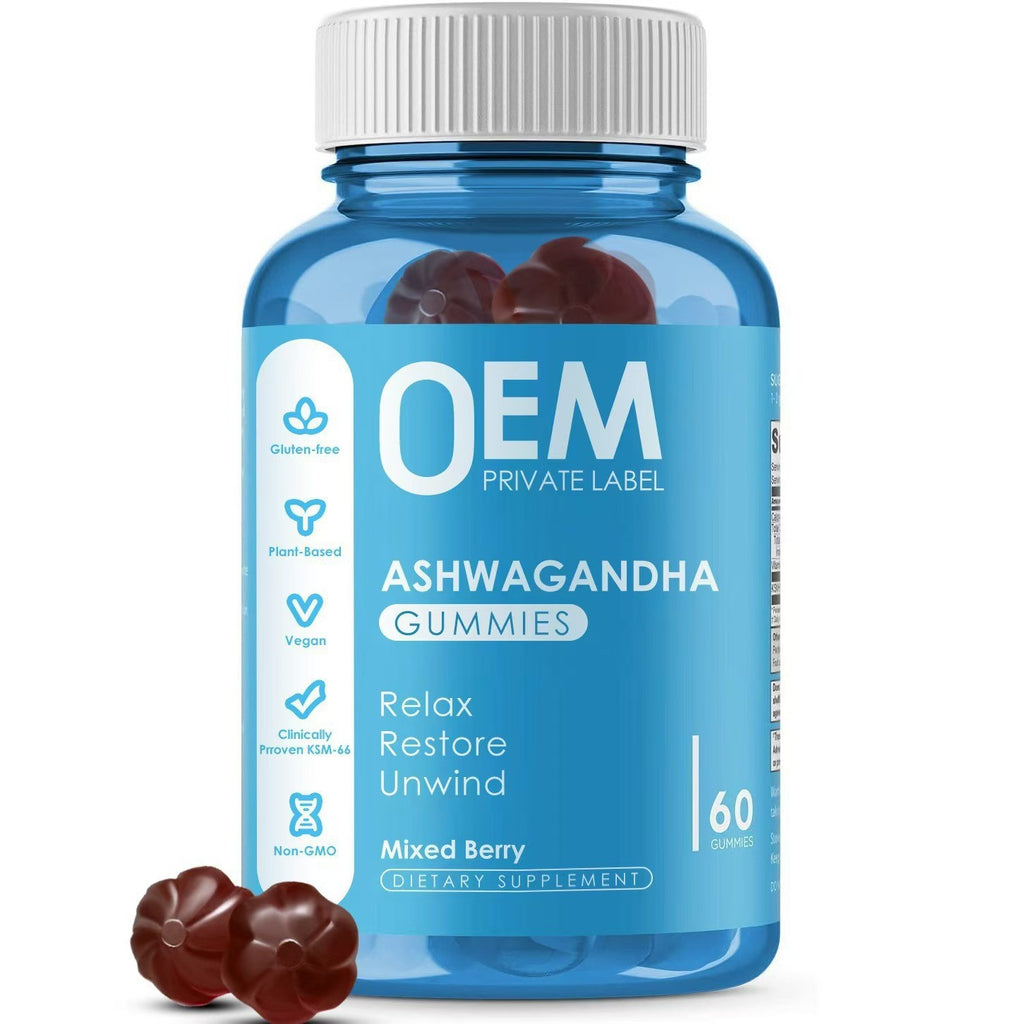 Gomitas de Ashwagandha de berenjena borracha con caramelo suave