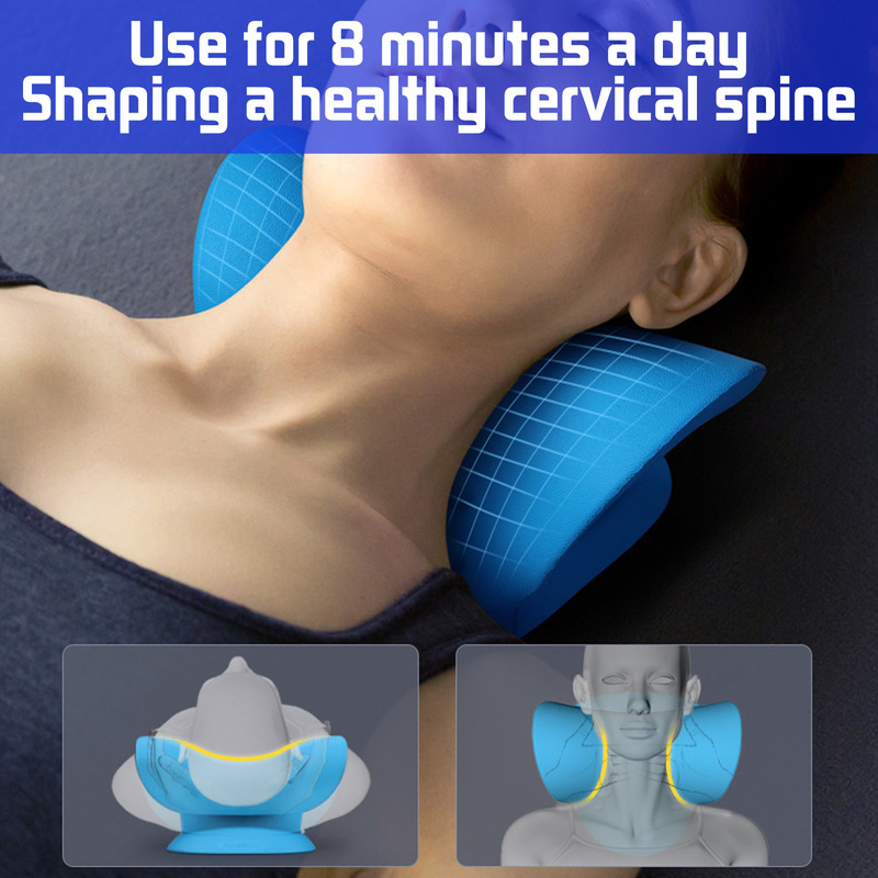 Estirador de cuello para el estiramiento de la columna cervical, relajación muscular por gravedad, almohada de masaje para hombros, alivio del dolor y corrección de la columna vertebral