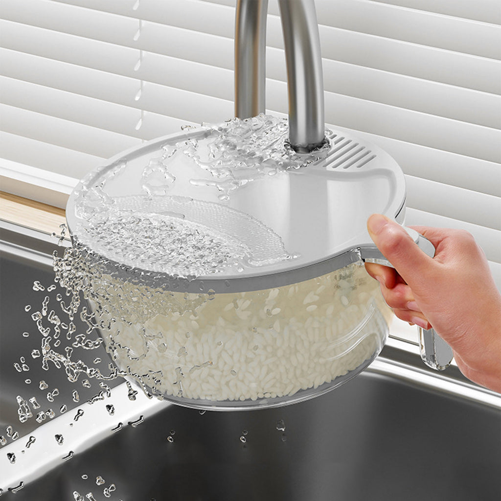 Cuenco de drenaje multifuncional para cocina doméstica, cesta de lavado de arroz y frutas, cesta de verduras, lavado, aparatos de cocina multifunción