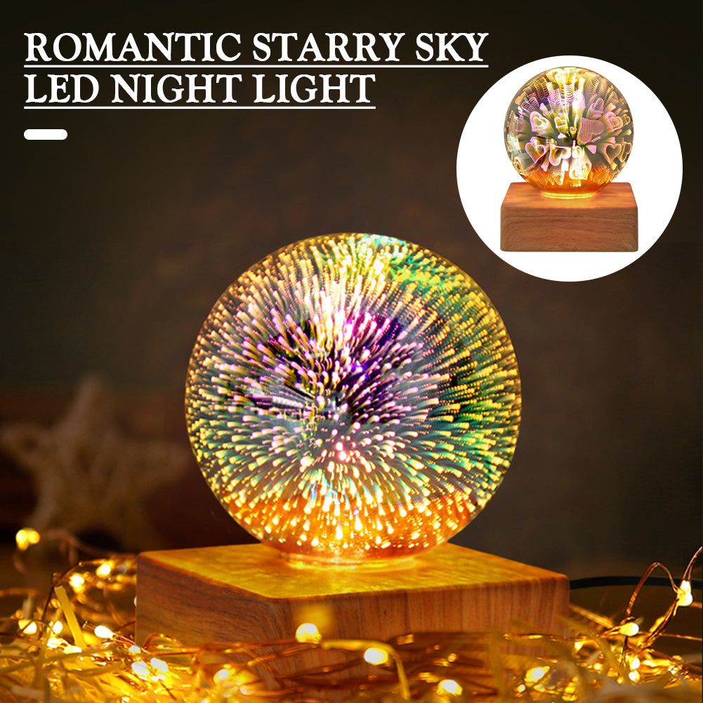 Luz de Noche USB 3D con Efecto Fuegos Artificiales, Lámpara Nocturna Romántica con Estrellas LED, Luces de Navidad, Decoración Navideña para el Hogar