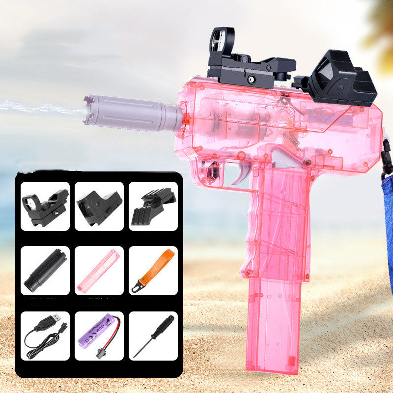 Pistola de agua eléctrica Uzi con chorro, potente pistola de agua para niños, juguete de pistola de agua totalmente automática, de largo alcance, pulverizadora, para exteriores