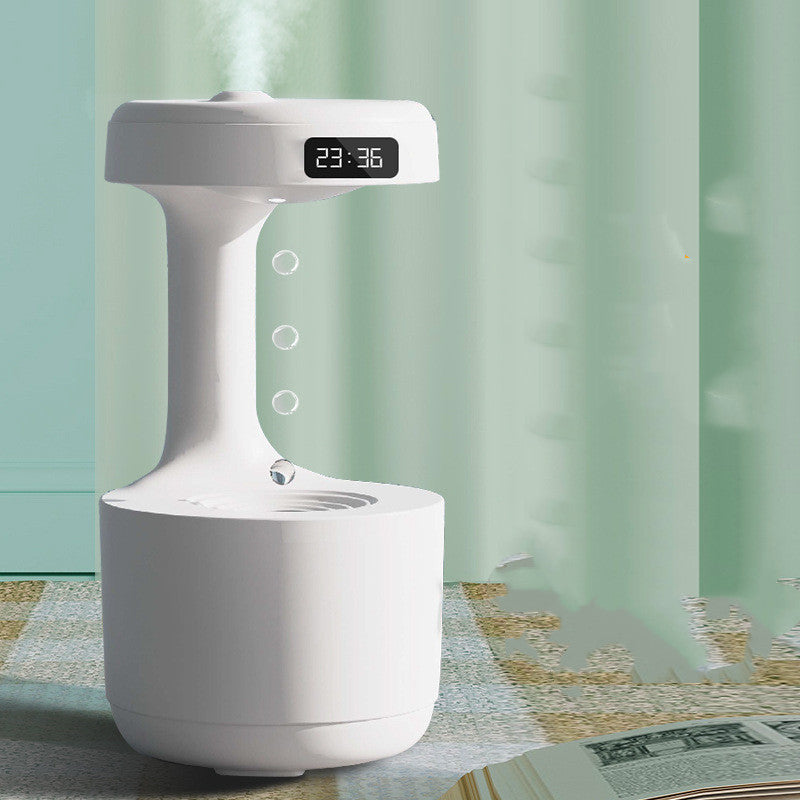 Humidificador antigravedad para dormitorio con reloj, difusor de aroma con reflujo de gotas de agua, humidificador de gran capacidad, silencioso, de niebla pesada, pulverizador doméstico para oficina y dormitorio