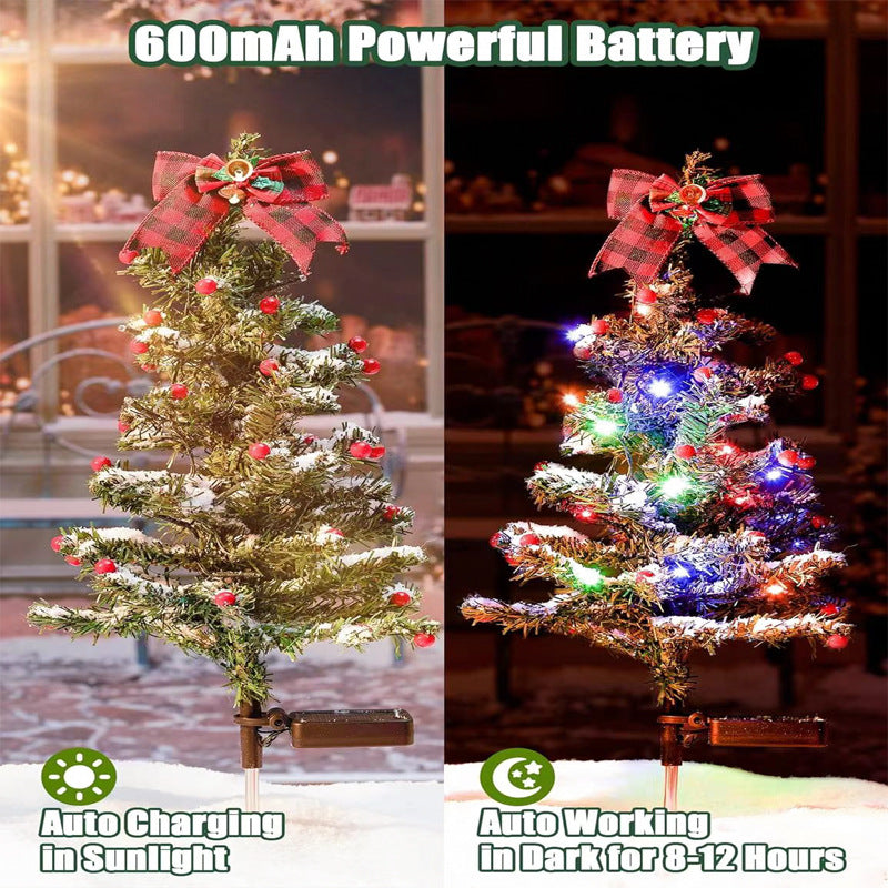Decoración navideña impermeable para exteriores, árbol de Navidad solar con 2 modos, estaca de jardín, luz de sendero navideño para decoración de jardín y patio.