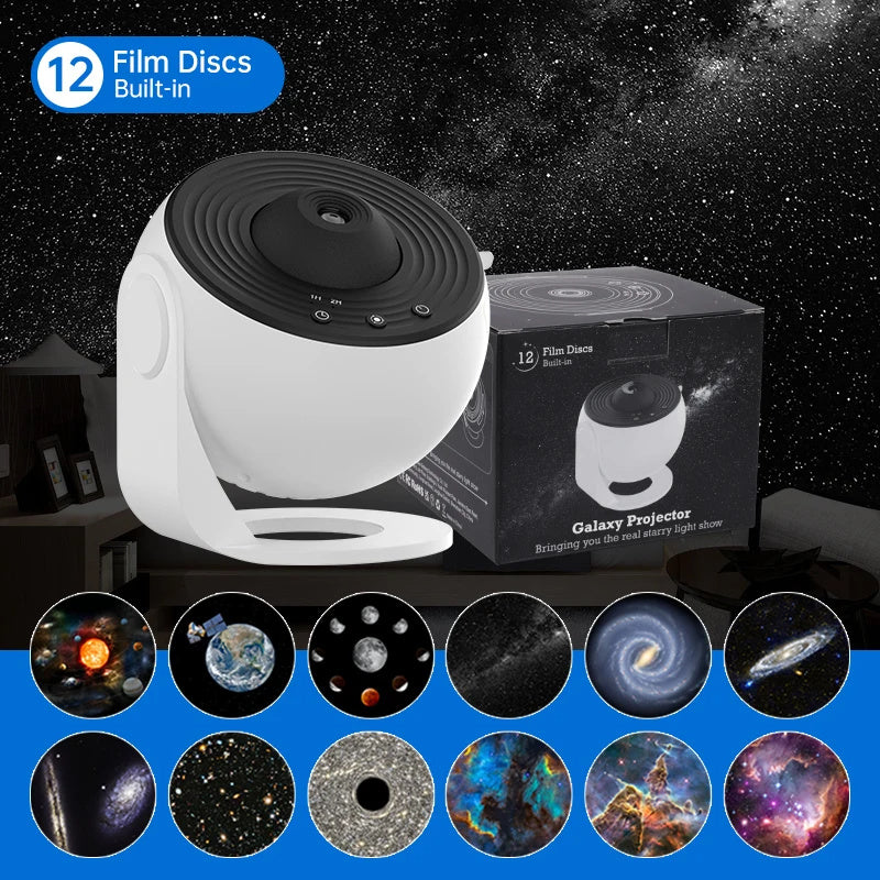 Proyector de Galaxias Luz Nocturna Proyector de Cielo Estrellado Lámpara de Planetario con Rotación 360° Para Dormitorio de Niños Regalo de San Valentín Decoración de Bodas