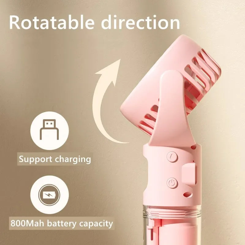 Ventilador de pulverización de mano portátil, 4 velocidades, ventilador de niebla pulverizadora de agua, artefacto de refrigeración de verano, carga USB, suministros de verano, mini ventilador para exteriores