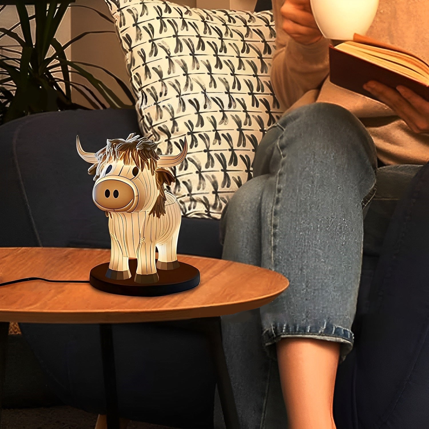 Lámpara de mesa Home Cow Lámpara de noche pequeña y divertida con forma de vaca