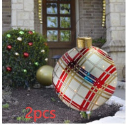 Bolas de adorno navideño de PVC para exteriores de 60 CM, bolas decoradas inflables de PVC, bolas gigantes grandes, adornos para árboles de Navidad, juguete de bola