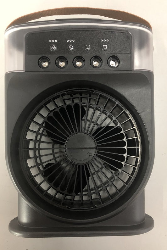 Ventilador de refrigeración portátil USB con 5 rociadores, luz de 7 colores, tanque de agua de 600 ml, humidificador enfriador de aire con rocío.