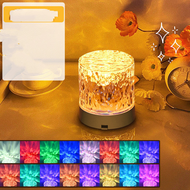 Lámpara de Cristal Proyector de Ondas de Agua Luz de Noche Decoración Hogar Casas Dormitorio Estética Ambiente Regalo de Navidad Luces de Atardecer Decoración del Hogar