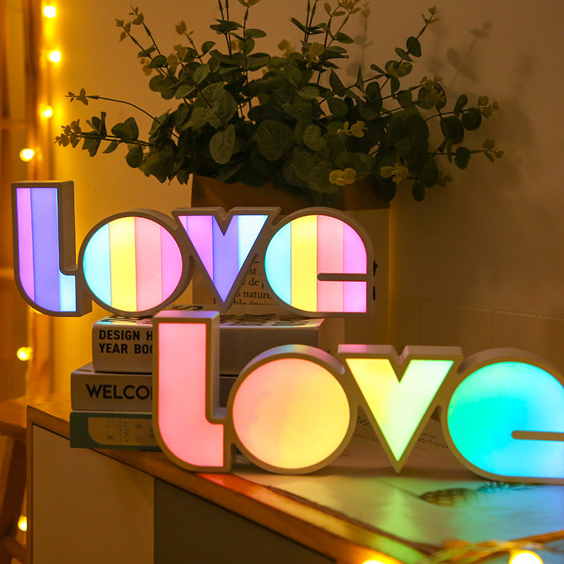 Decoración de San Valentín, luz LED LOVE, regalo de San Valentín para novia, cumpleaños, decoración de boda, decoración de boda romántica.