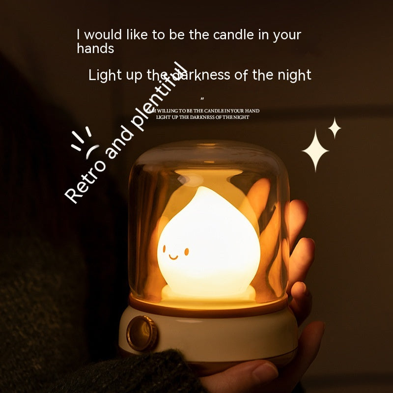 Lámpara de noche pequeña retro para dormitorio, mini lámpara de noche LED de escritorio, bonita, creativa, recargable por USB, portátil, de dibujos animados, para mesa de café, bar, hotel, dormitorio, decoración del hogar