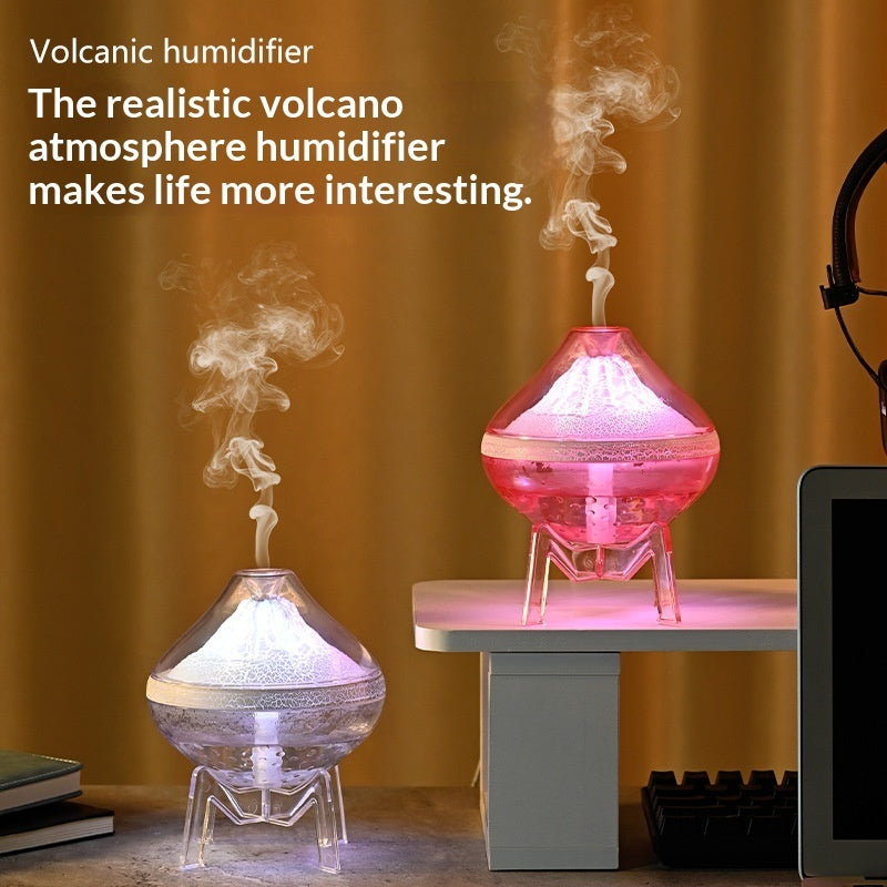 Lámpara de atmósfera volcánica de escritorio, humidificador con efecto de grieta, pulverización silenciosa