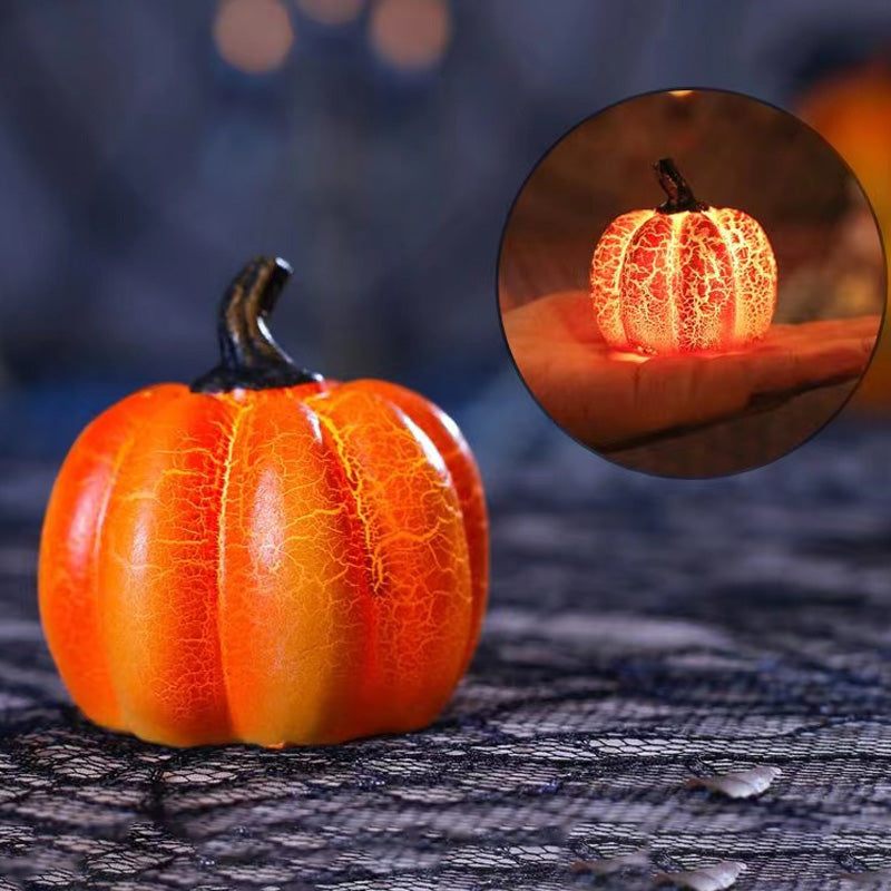 Nueva Calabaza de Halloween Linterna de calabaza de simulación Lámpara de vela LED de calabaza Resina Calabaza luminosa