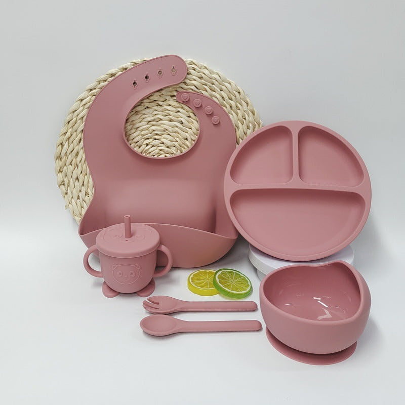 Infant And Toddler Feeding Training Silicone Suction-cup Placemat And Silicone Tableware