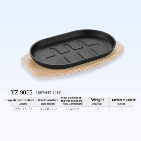 Cast Iron Griddle Generous Size Teppanyaki Oblong Steak Frying Pan Oval Cast Iron Teppanyaki Plate