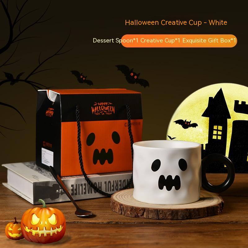 Taza de cerámica de calabaza, recuerdo de fiesta, tazas de cerámica con asa, portátil, bonita taza de regalo de Halloween, duraderos, suministros para fiesta de Halloween