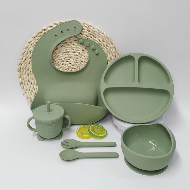 Infant And Toddler Feeding Training Silicone Suction-cup Placemat And Silicone Tableware