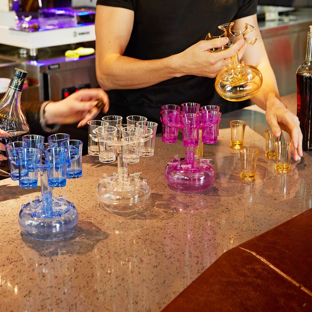 Dispensador de chupitos de 6 vasos, soporte para dispensador de vino, whisky, cerveza, accesorio de bar, juegos de fiesta, dispensador de vasos