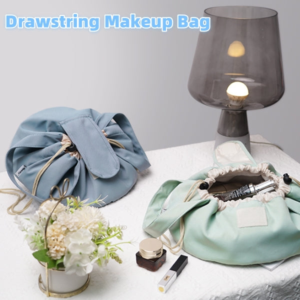 Neceser de Maquillaje con Cordón tipo Barril de Gran Capacidad para Mujer, Organizador de Artículos de Tocador, Bolsa de Almacenamiento de Viaje para Dama